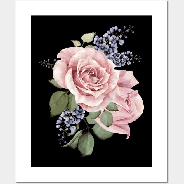 Centifolia Roses Garden Floral Design Pink Cut Flowers Hand-painted  Flower Wall Art by laneyeleonore5645